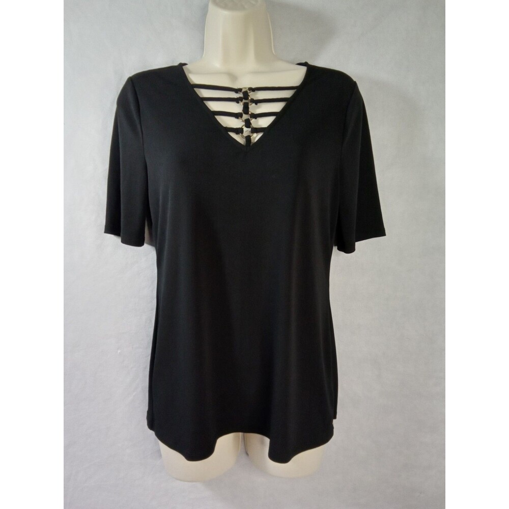Bold Elements Cut To Curve Black Short Sleeve‎ Womens Medium
